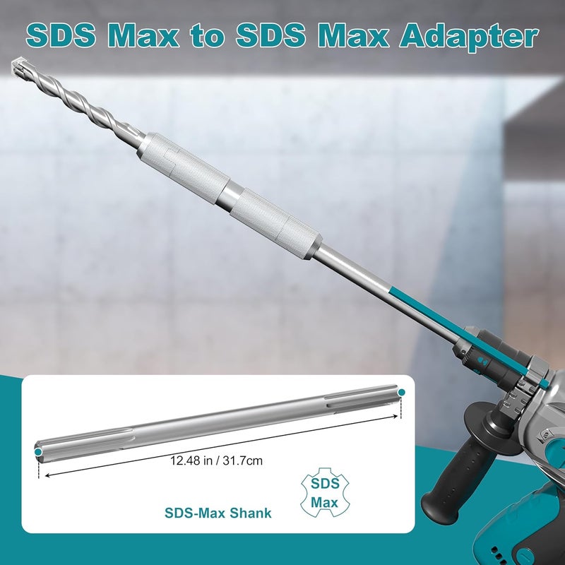 YOSIGHT SDS Max to SDS Max Adapter with 12.48” Extension Shaft, Grease Included, Electric Extension Tool Kit for Rotary Hammer Adapted Tools, Drill Bit, Hole Saw - Image 3